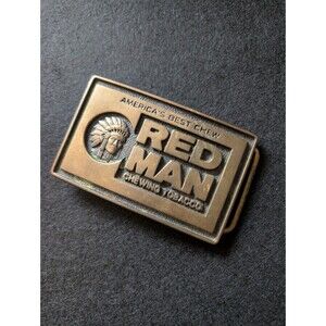 RED MAN Chewing Tobacco America's Best Chew Brass BTS Belt Buckle Made In USA